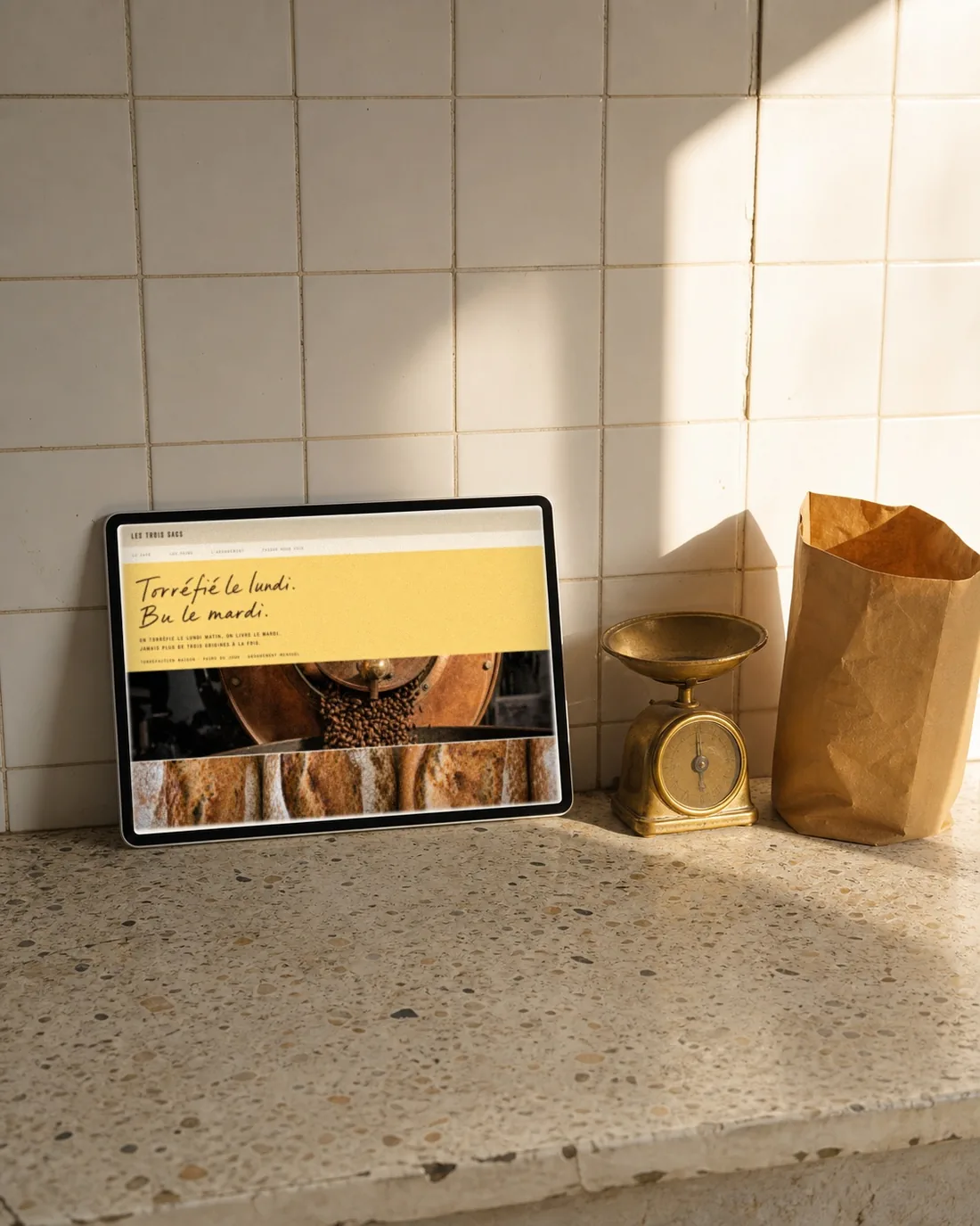 A website shown on a screen, in the place it was made for